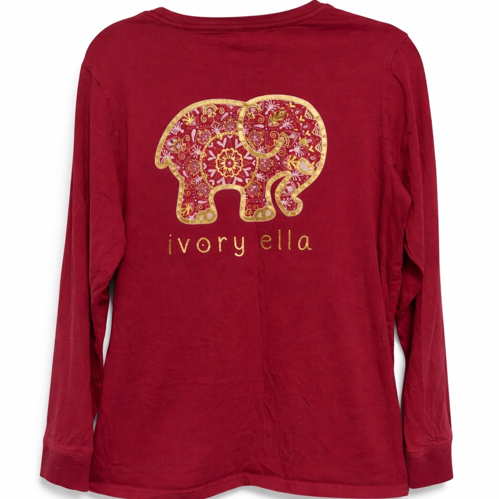 Ivory Ella Maroon Gold Mandala Paisley Elephant Long Sleeve